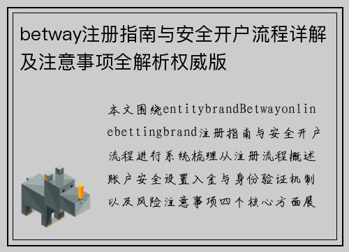 betway注册指南与安全开户流程详解及注意事项全解析权威版